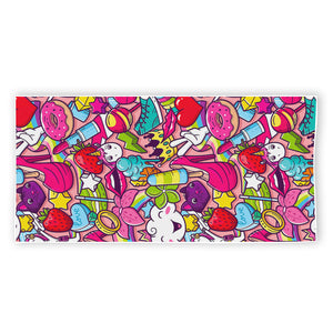 Girly Unicorn Cartoon Pattern Print Beach Towel