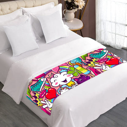 Girly Unicorn Cartoon Pattern Print Bed Runner
