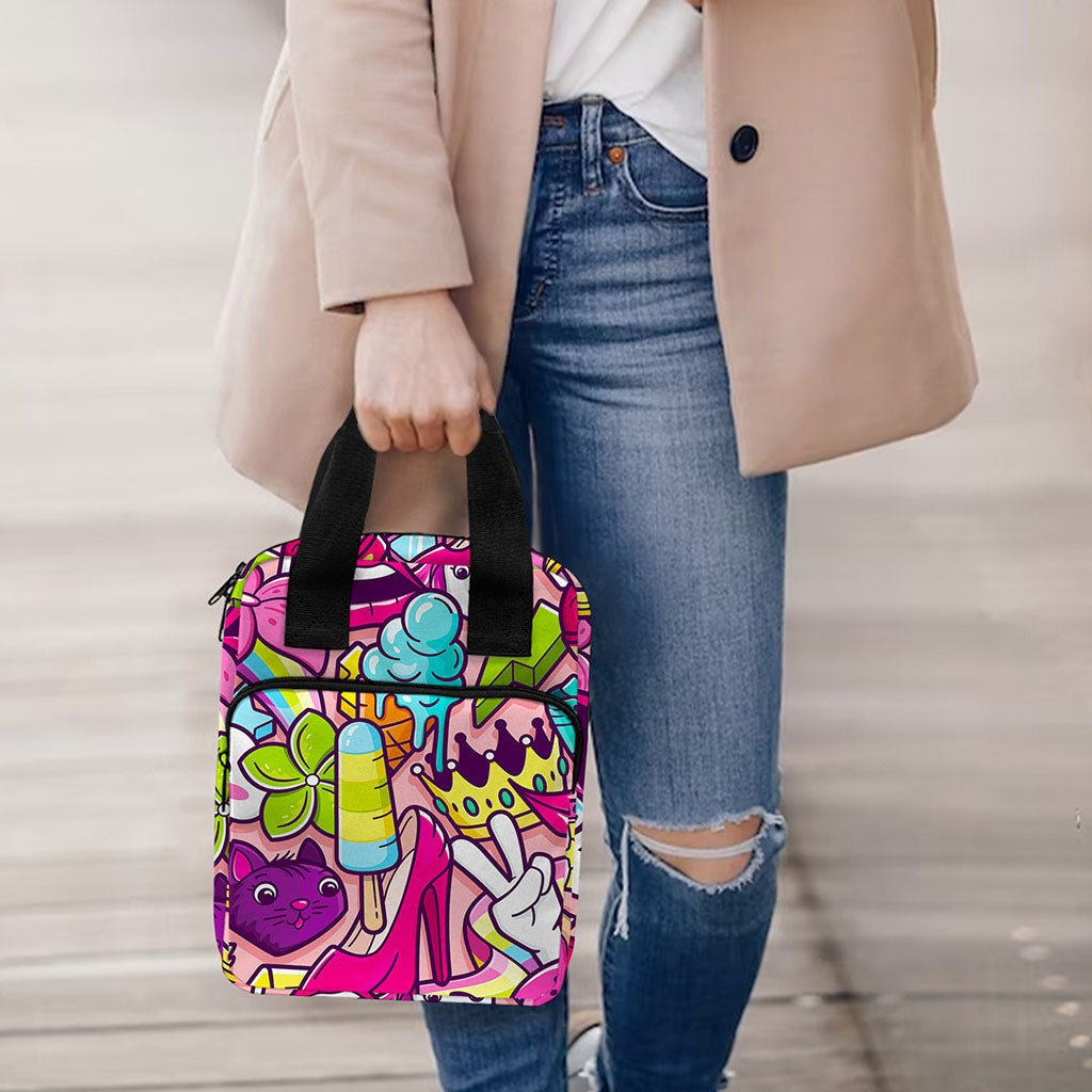 Girly Unicorn Cartoon Pattern Print Bible Tote Bag