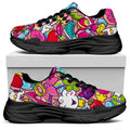 Girly Unicorn Cartoon Pattern Print Black Chunky Shoes
