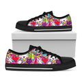 Girly Unicorn Cartoon Pattern Print Black Low Top Sneakers