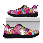 Girly Unicorn Cartoon Pattern Print Black Running Shoes