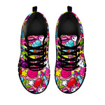 Girly Unicorn Cartoon Pattern Print Black Running Shoes