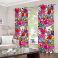 Girly Unicorn Cartoon Pattern Print Dimout Grommet Curtains