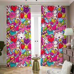 Girly Unicorn Cartoon Pattern Print Blackout Pencil Pleat Curtains