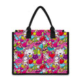 Girly Unicorn Cartoon Pattern Print Canvas Tote Bag