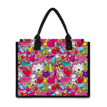 Girly Unicorn Cartoon Pattern Print Canvas Tote Bag
