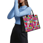 Girly Unicorn Cartoon Pattern Print Canvas Tote Bag