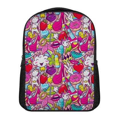 Girly Unicorn Cartoon Pattern Print Casual Backpack