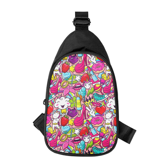 Girly Unicorn Cartoon Pattern Print Chest Bag