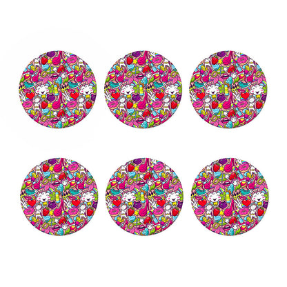 Girly Unicorn Cartoon Pattern Print Coaster Set