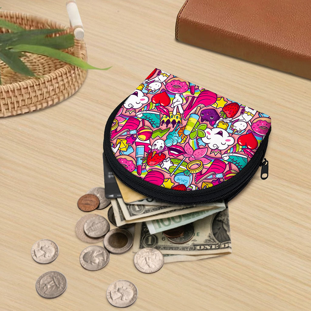 Girly Unicorn Cartoon Pattern Print Coin Purse