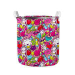 Girly Unicorn Cartoon Pattern Print Collapsible Laundry Basket