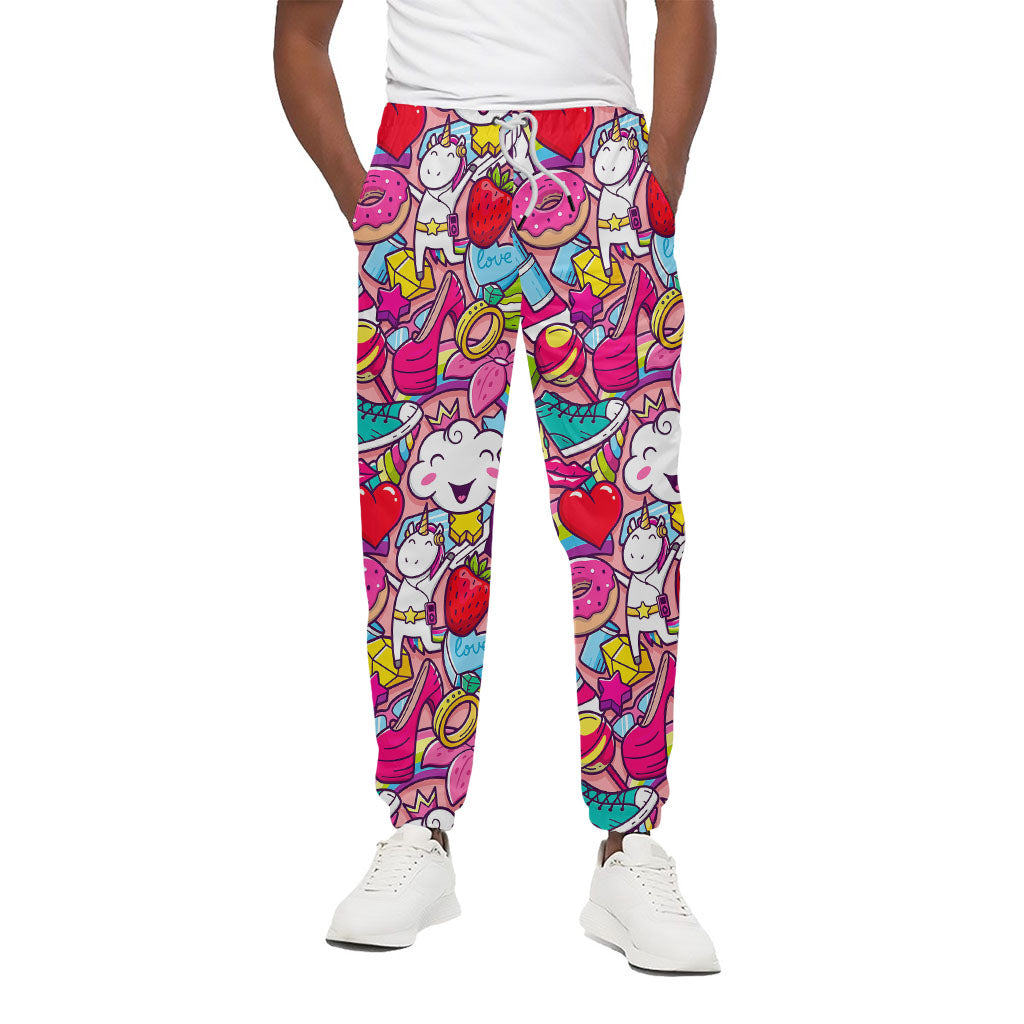 Girly Unicorn Cartoon Pattern Print Cotton Pants