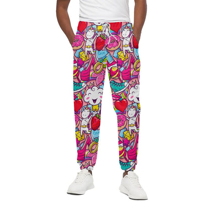 Girly Unicorn Cartoon Pattern Print Cotton Pants