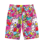 Girly Unicorn Cartoon Pattern Print Cotton Shorts