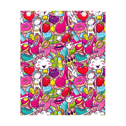 Girly Unicorn Cartoon Pattern Print Curtain