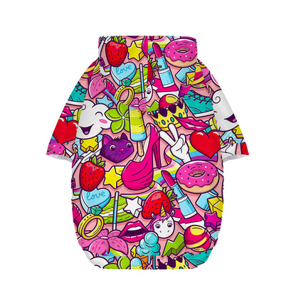 Girly Unicorn Cartoon Pattern Print Dog Zip Up Hoodie
