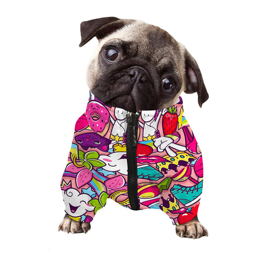 Girly Unicorn Cartoon Pattern Print Dog Zip Up Jacket
