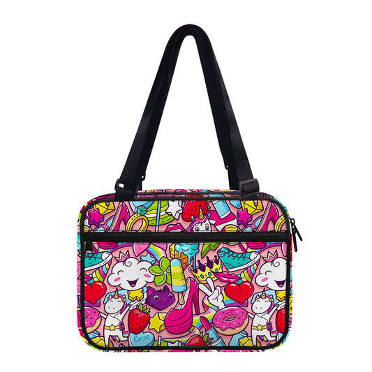 Girly Unicorn Cartoon Pattern Print Double Strap Bible Bag