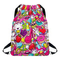 Girly Unicorn Cartoon Pattern Print Drawstring Backpack
