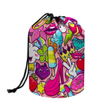 Girly Unicorn Cartoon Pattern Print Drawstring Makeup Bag