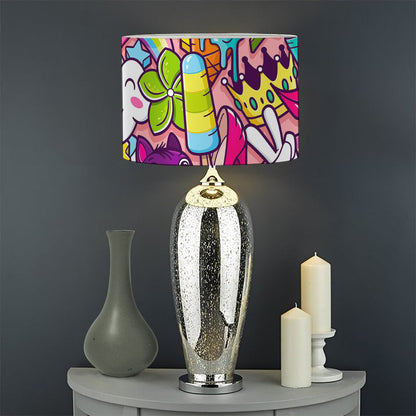 Girly Unicorn Cartoon Pattern Print Drum Lamp Shade