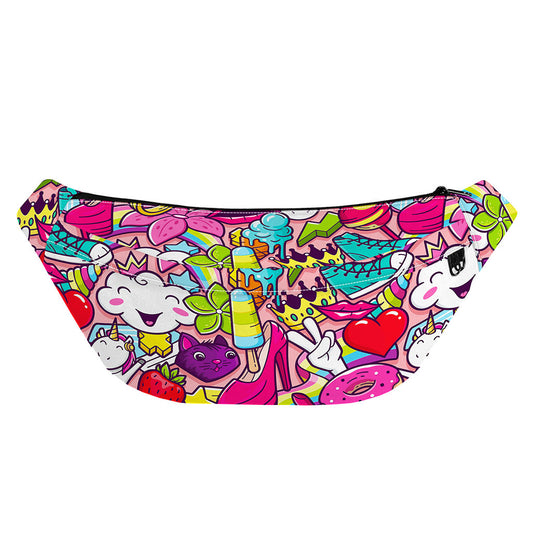 Girly Unicorn Cartoon Pattern Print Fanny Pack