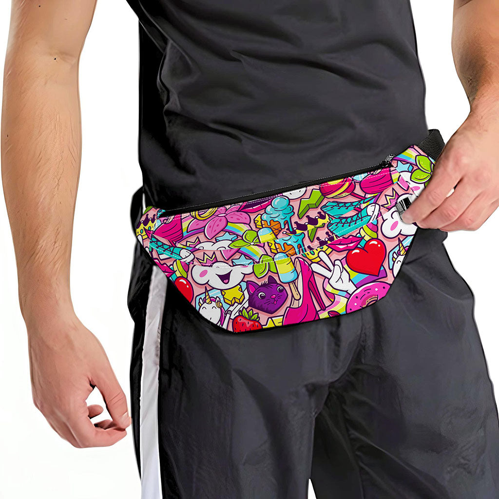 Girly Unicorn Cartoon Pattern Print Fanny Pack