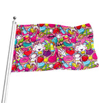 Girly Unicorn Cartoon Pattern Print Flag