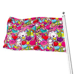 Girly Unicorn Cartoon Pattern Print Flag