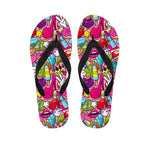 Girly Unicorn Cartoon Pattern Print Flip Flops