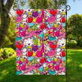 Girly Unicorn Cartoon Pattern Print Garden Flag