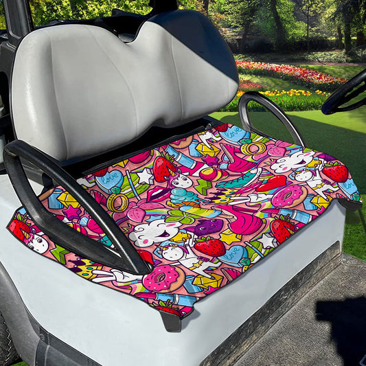 Girly Unicorn Cartoon Pattern Print Golf Cart Seat Cover