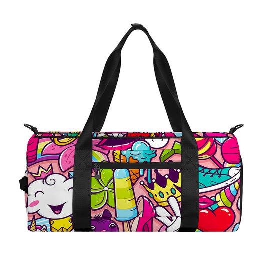 Girly Unicorn Cartoon Pattern Print Gym Bag
