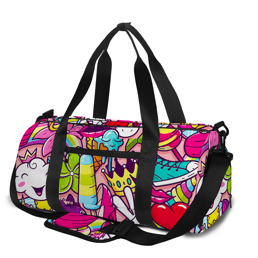 Girly Unicorn Cartoon Pattern Print Gym Bag