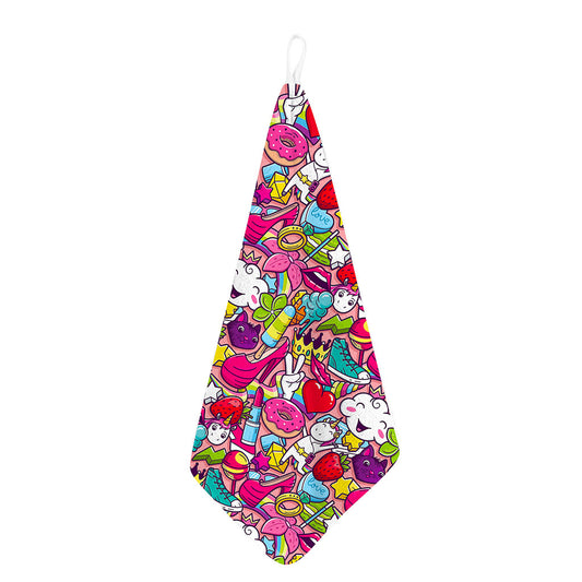 Girly Unicorn Cartoon Pattern Print Hand Towel