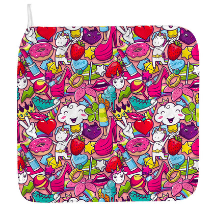 Girly Unicorn Cartoon Pattern Print Hand Towel