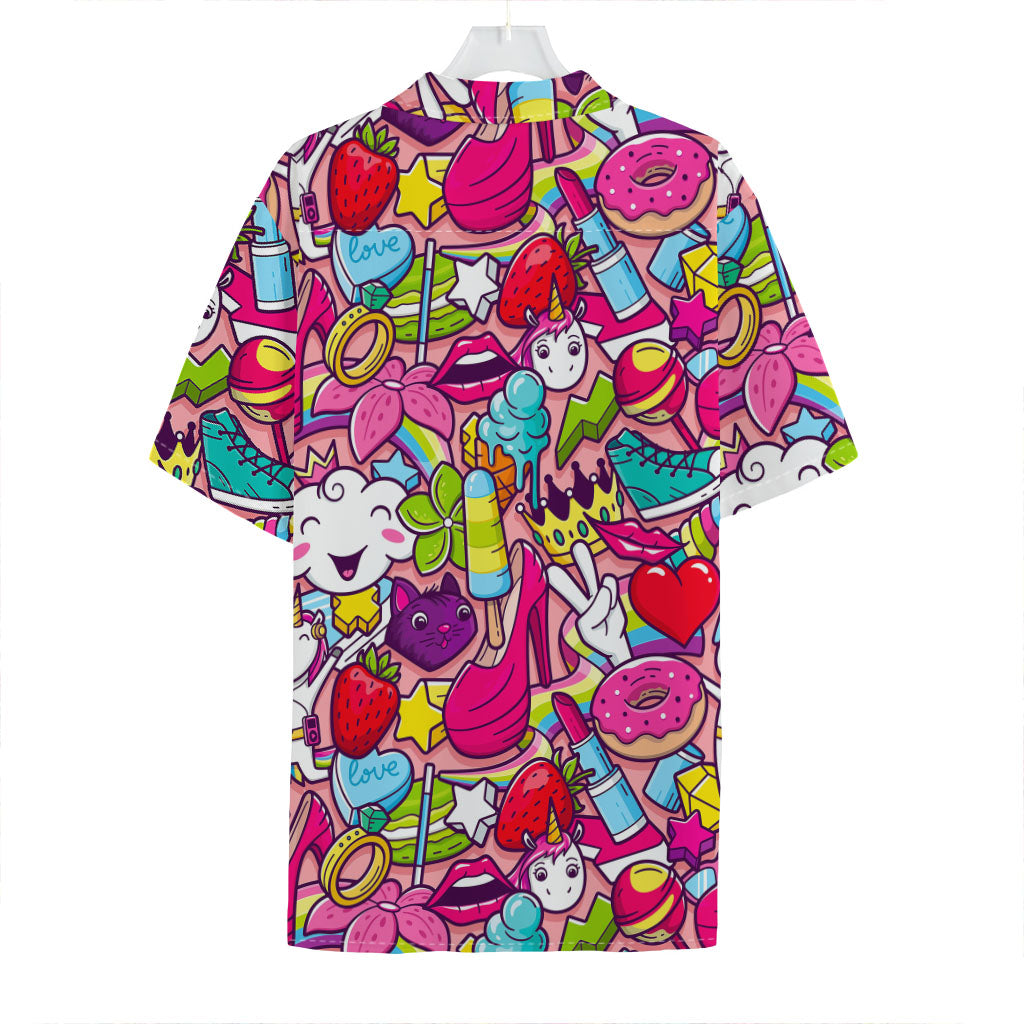 Girly Unicorn Cartoon Pattern Print Hawaiian Shirt