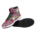 Girly Unicorn Cartoon Pattern Print High Top Leather Sneakers