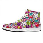 Girly Unicorn Cartoon Pattern Print High Top Leather Sneakers