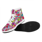Girly Unicorn Cartoon Pattern Print High Top Leather Sneakers