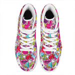 Girly Unicorn Cartoon Pattern Print High Top Leather Sneakers