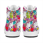 Girly Unicorn Cartoon Pattern Print High Top Leather Sneakers