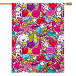 Girly Unicorn Cartoon Pattern Print House Flag