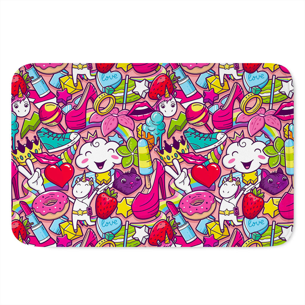 Girly Unicorn Cartoon Pattern Print Indoor Door Mat