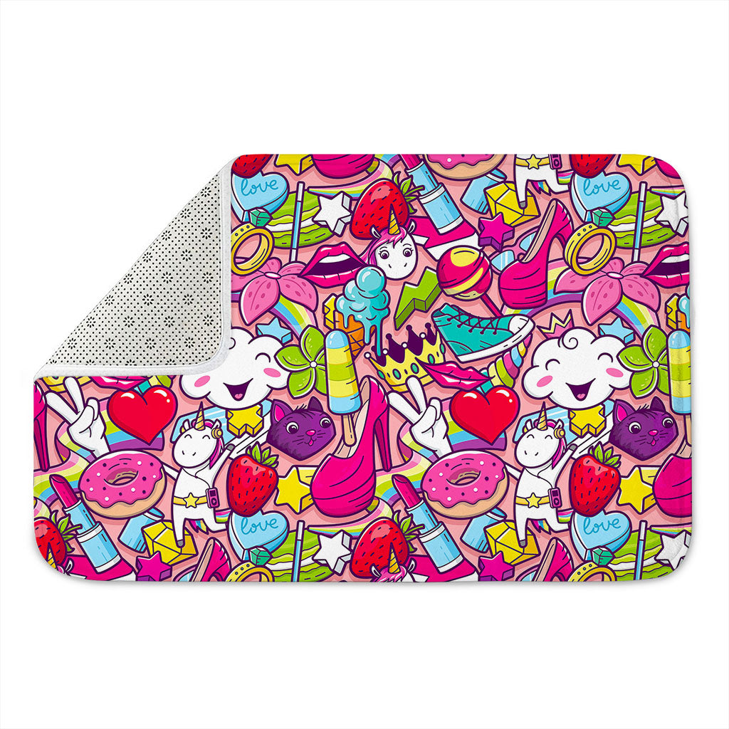 Girly Unicorn Cartoon Pattern Print Indoor Door Mat