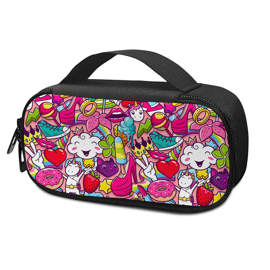 Girly Unicorn Cartoon Pattern Print Insulin Cooler Travel Case