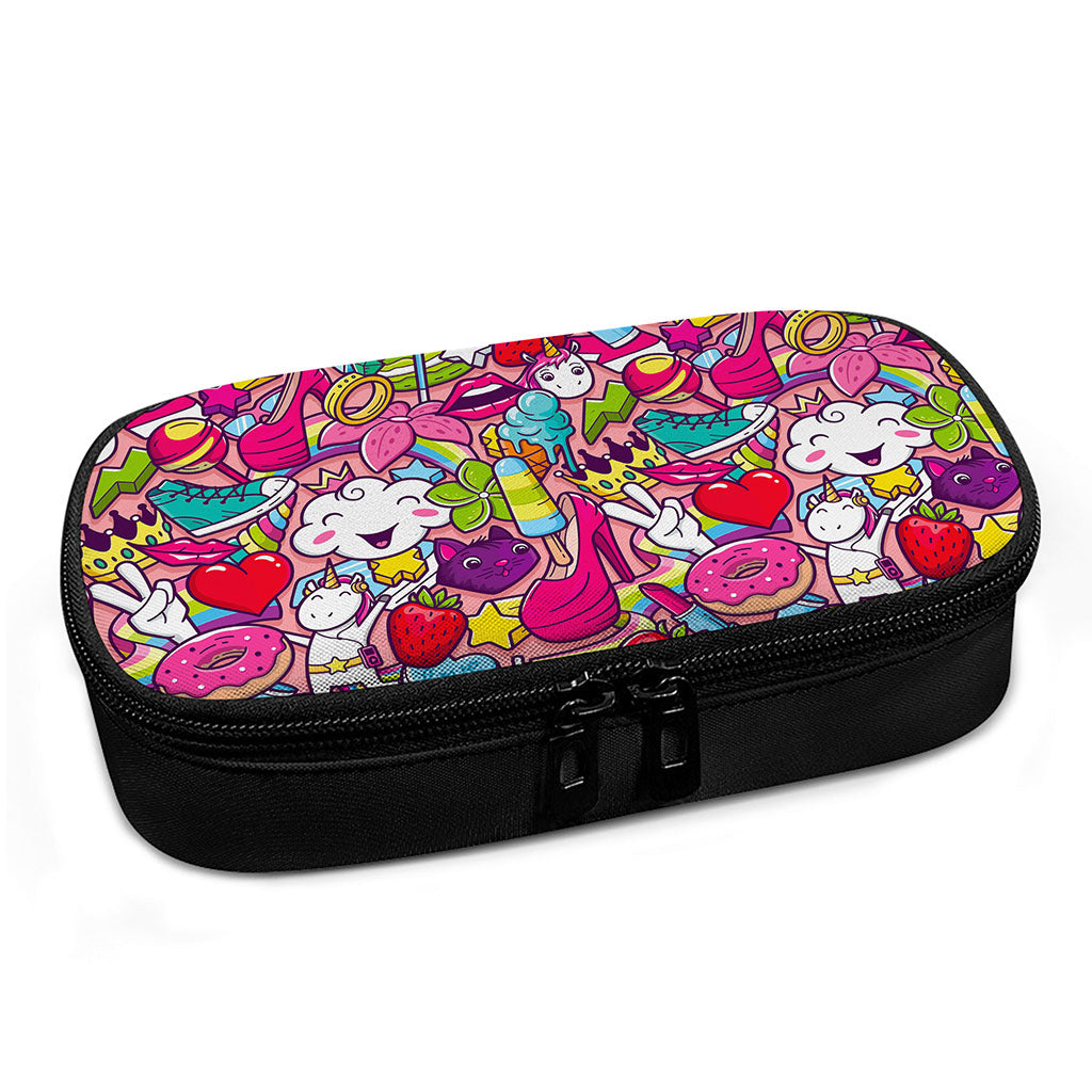 Girly Unicorn Cartoon Pattern Print Insulin Cooler Travel Case