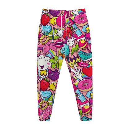 Girly Unicorn Cartoon Pattern Print Jogger Pants